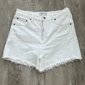 White Frayed Hem Women Shorts